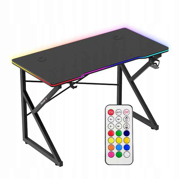 Huzaro malý herní stůl černý Rgb Led pro mládež