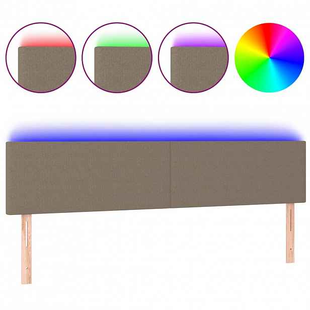 vidaXL Čelo postele s LED taupe 160x5x78/88 cm textil