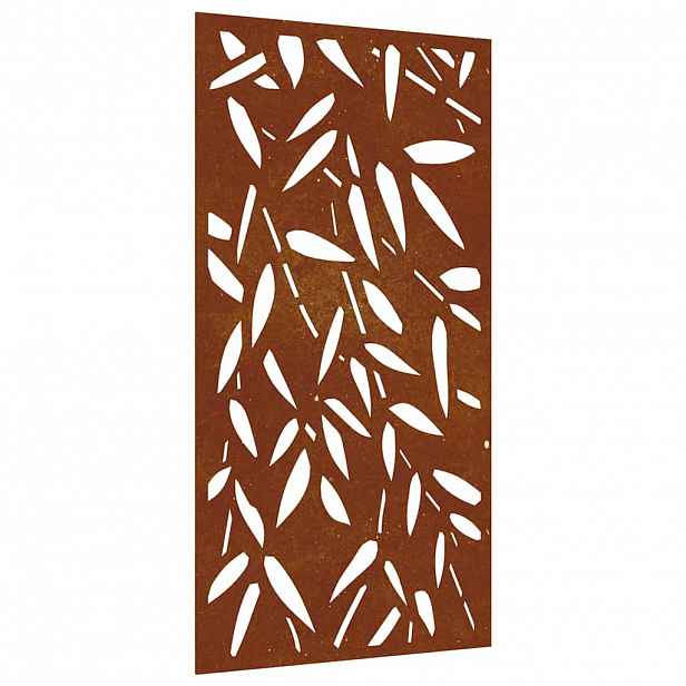 vidaXL Zahradní nástěnná dekorace 105 x 55 cm corten Bambusový list