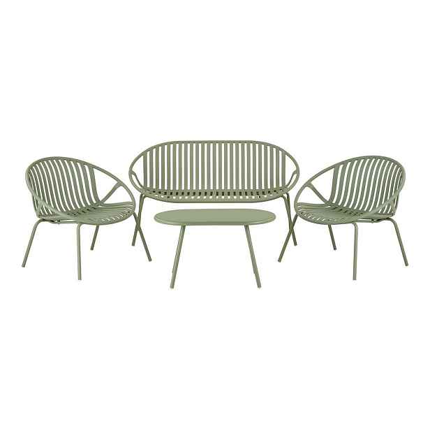 Zelený plastový zahradní lounge set pro 4 Saly – House Nordic