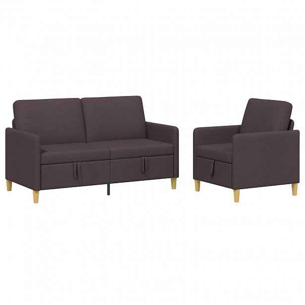 vidaXL Sedačka se storage 2 ks Tmavě hnědá Polyester