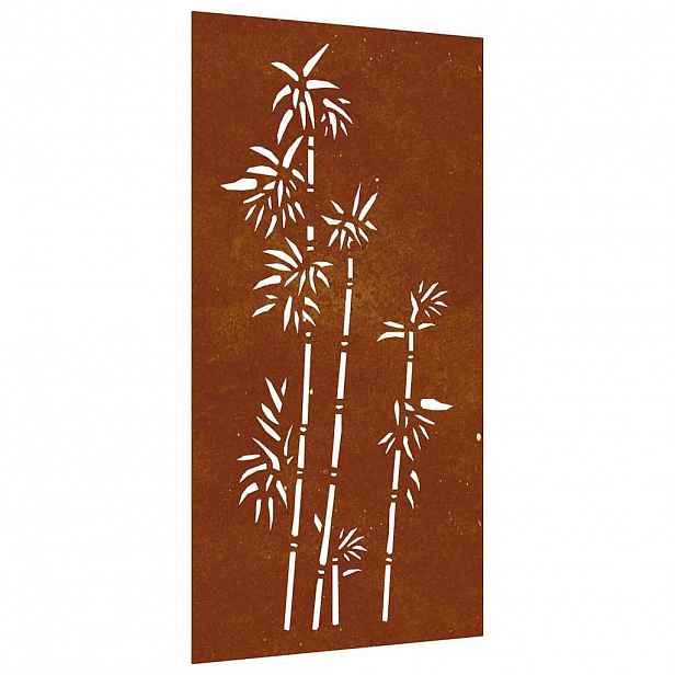 vidaXL Zahradní nástěnná dekorace 105 x 55 cm cortenová ocel Bambus