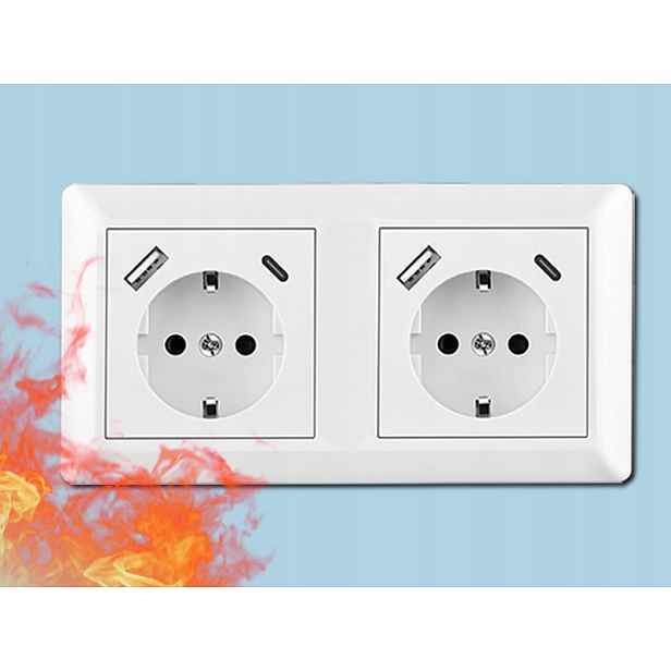 Zásuvka Dvojitá S Usb Nabíječkou A+c 16A 250V Bílá