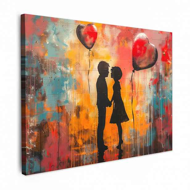 MuchoWow OBRAZ NA PLÁTNĚ Street art - Láska - Graffiti - Umění - Banksy 40x30 cm
