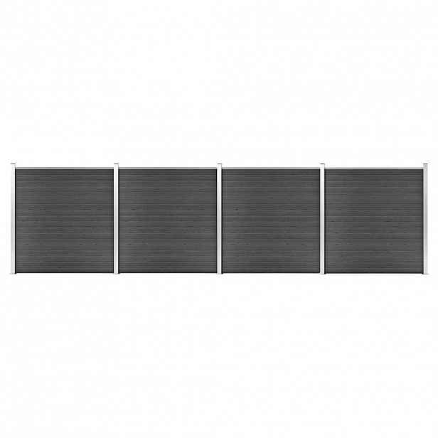 vidaXL Set plotových dílců WPC 699 x 186 cm černý