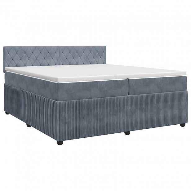 vidaXL Postel boxspring s matrací s čelo Tmavě šedá 200 x 200 cm Samet