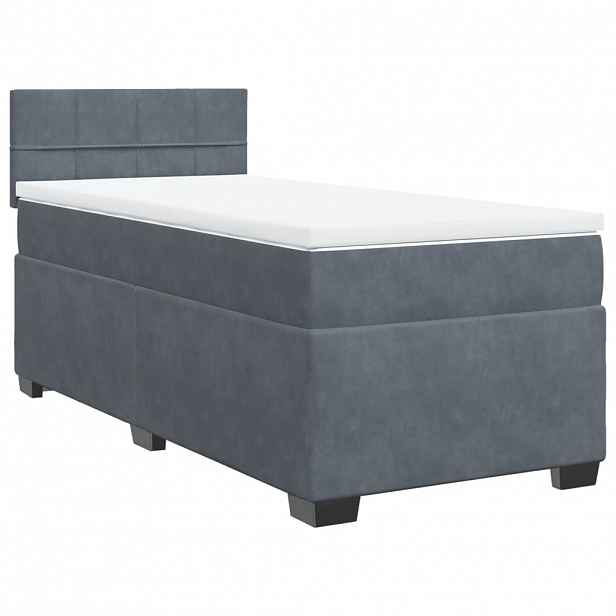 vidaXL Box spring postel s matrací tmavě šedá 100x200 cm samet