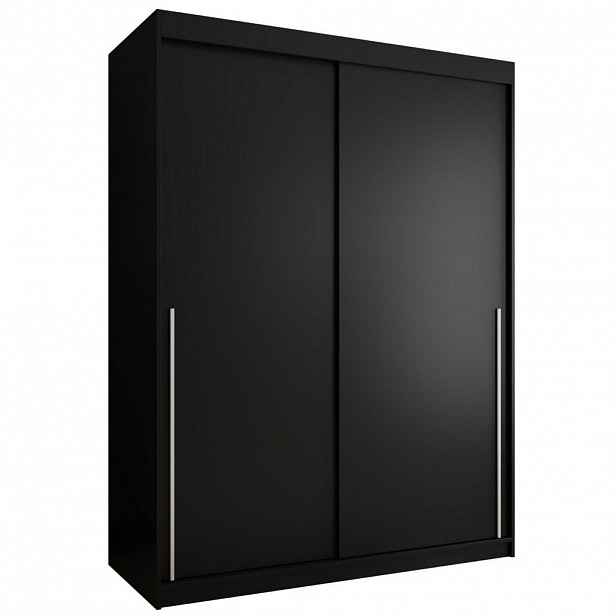 Home Collective ŠATNÍ SKŘÍŇ S POSUVNÝMI DVEŘMI 150 cm šířka, černá se stříbrným úchytem