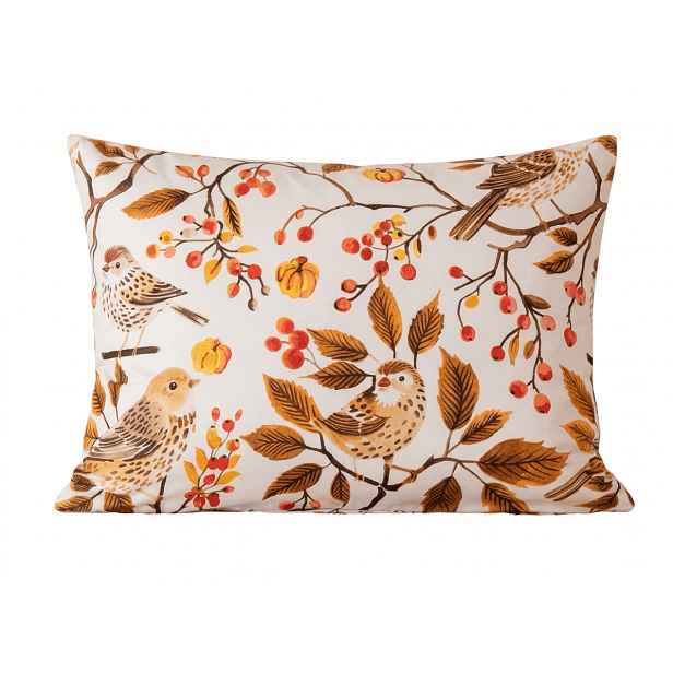 Povlak na polštář z mikrovlákna BIRDS PUMPKIN 70x90 cm, hnědý