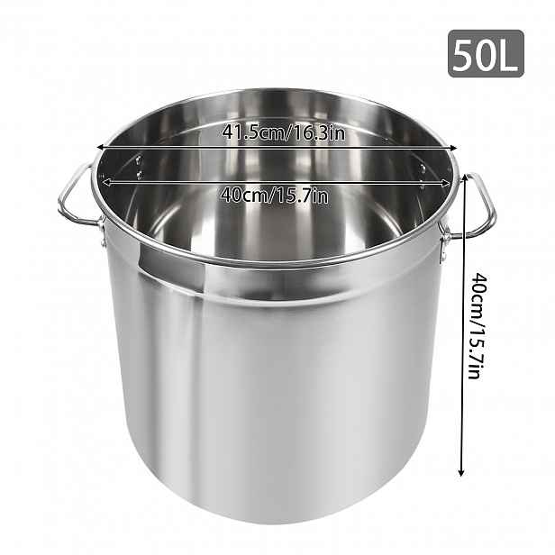 TEMU 1* Nerezový kbelík 201, objem 50 l/53 qt, multifunkční a univerzální kbelík