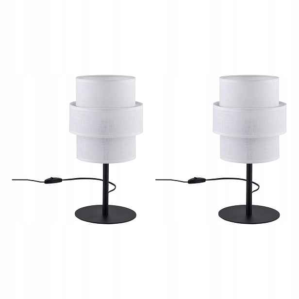 Tk Lighting Sada 2 x stolní lampa Noční Bílá E27 15W s vypínačem