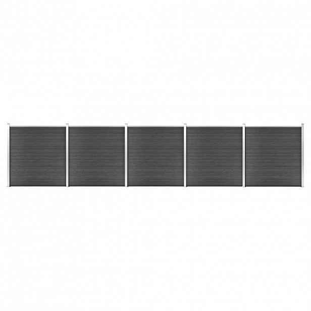 vidaXL Set plotového dílce WPC 872 x 186 cm černý