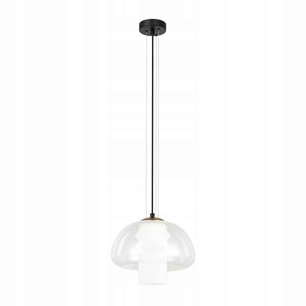 Závěsná lampa Italux černá, sklo, dvojité stínítko, 1xE27, 40W, Feder