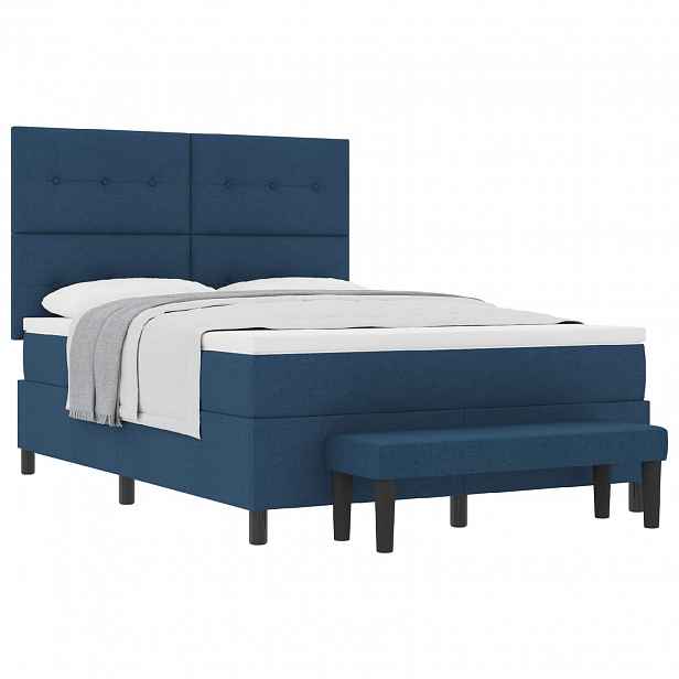 vidaXL Postel s boxspringem s čelo Modrá 160 x 200 cm textil