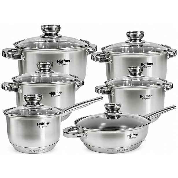 Sada Hrnců Stříbrná 12 El Hoffner Elegance Premium Set Hrnců