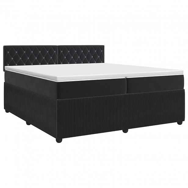 vidaXL Postel boxspring s matrací s čelo Černá 200 x 200 cm Samet