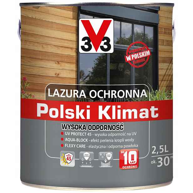 Lazura V33 Polský Klima 10 let 2,5 L odolná Bílý krémový satén