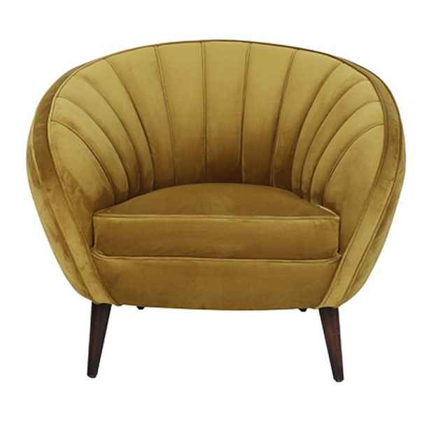 Okrové designové sametové křeslo Almond ocher - 91*71*77cm Light & Living