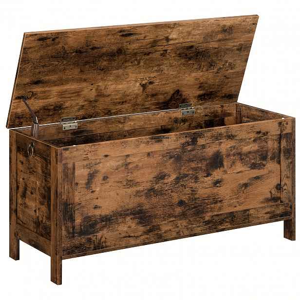 TEMU Vintage dřevěný úložný bezpečnostním pantem, vstupní úložná lavice pojme až 220 , 39,4 x 15,7 x 18,9 palců úložný box na hračky, snadná montáž