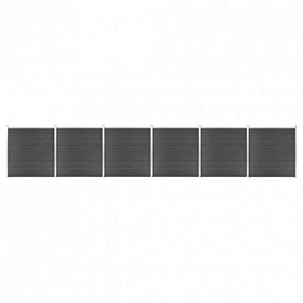 vidaXL Set plotového dílce WPC 1045 x 186 cm černý