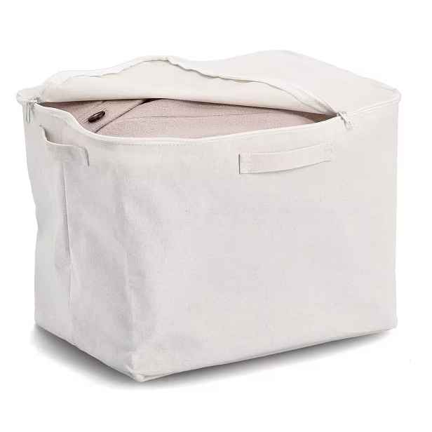 Zeller Present Úložný textilní box se zipem na uložení textilu CREAM, 38 × 27 × 27 cm