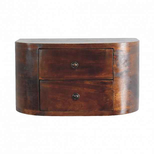 Artisan Furniture LAVIČKA s povrchem zlatého teaku, 2 otevřené police, mramor na desce, hnědá