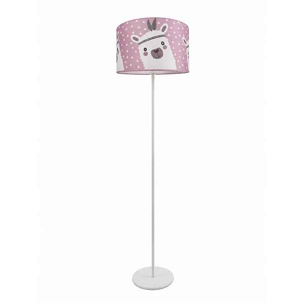 Podlahová lampa Paco Home Luca Fl Ela 214 bílá s růžovým stínítkem E27