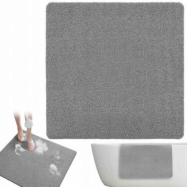 Pvc Koupelnová Podložka 80X80 CM Protiskluzová S Větracími Otvory, Šedá