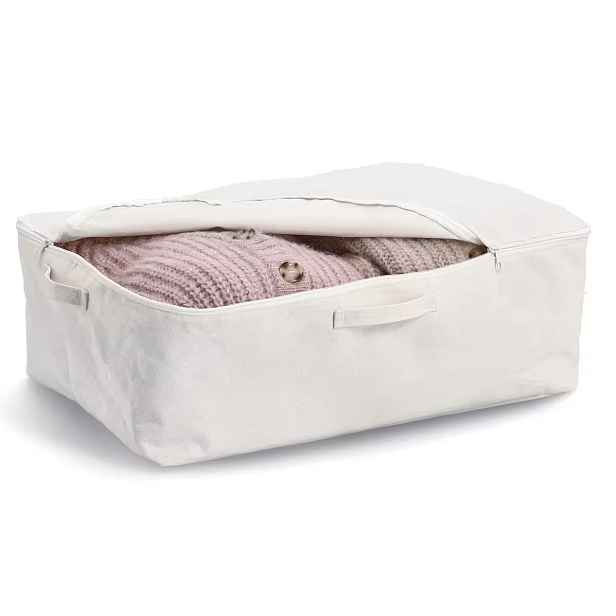 Zeller Present Úložný textilní box se zipem na uložení textilu CREAM, 60 × 39 × 18 cm