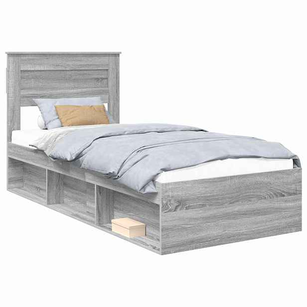 vidaXL Rám postele Šedý Sonoma 90 x 190 cm Kompozitní dřevo