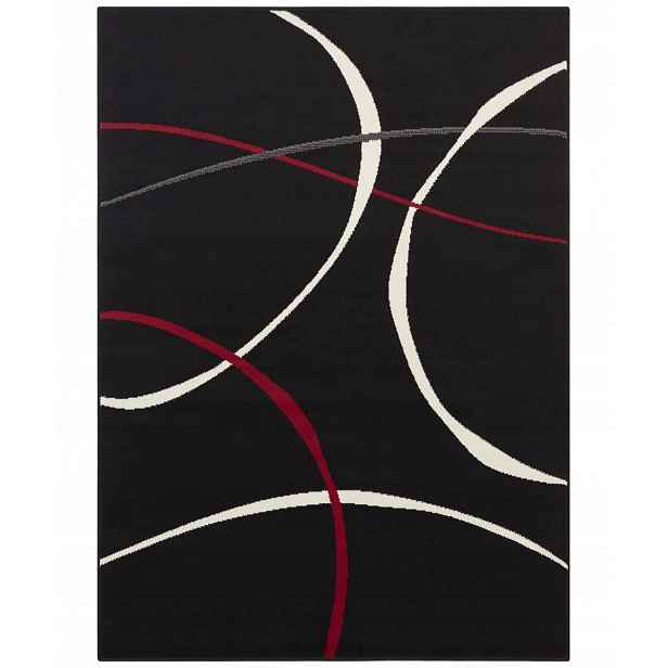 Koberec moderní, černý, barevná kolečka 80x150 cm