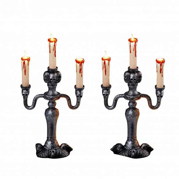 Led Svícny Halloween 35 CM 2 Ks Černý Časovač 6H Na Baterie