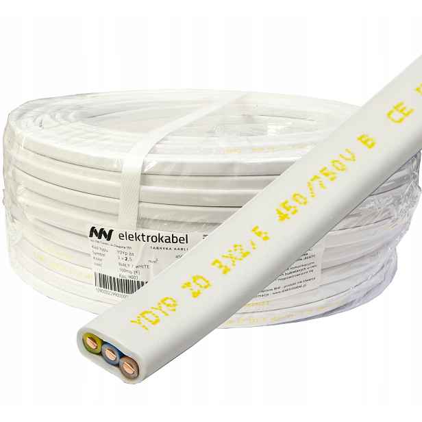 Plochý kabel YDYp 3x2,5 mm Cu 750 V 3x2,5 450/750 V měděný drát Cu 50 m