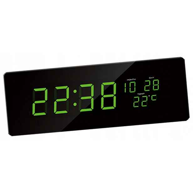 Velké Zelené Led Hodiny Jvd DH2.2 Datum Teplota Délka 51 cm Číslice 7,5 cm