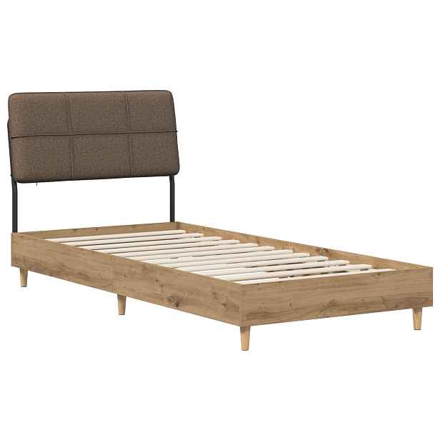 vidaXL Jednolůžková postel s čelem dub artisan a taupe 90 x 190 cm
