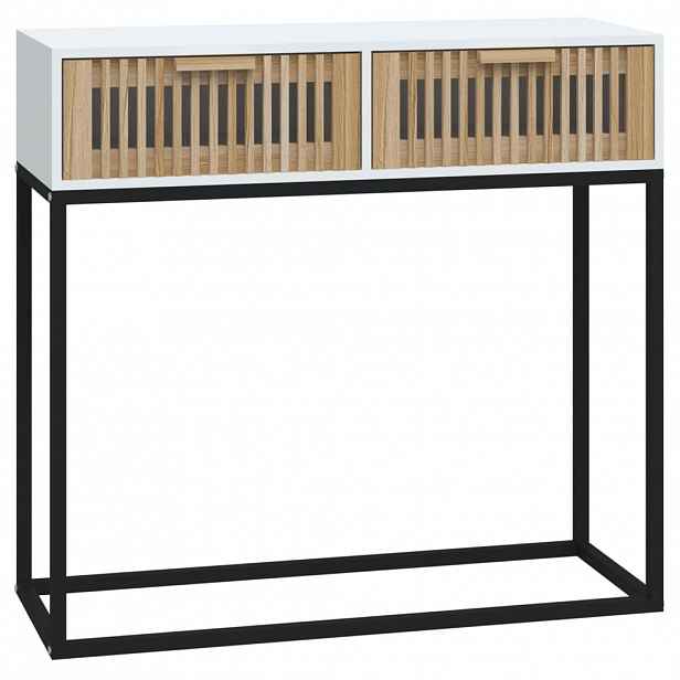 vidaXL Konzolový stolek bílý 80 x 30 x 75 cm kompozitní dřevo a železo