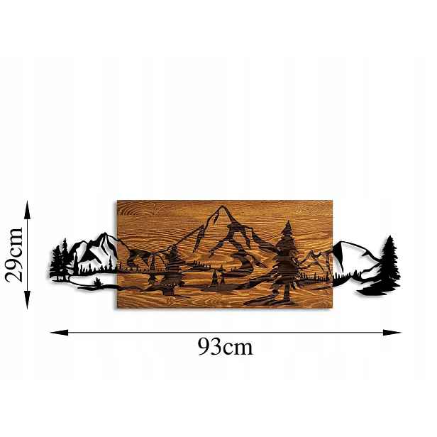 Wallity Mountain Range, nástěnná dekorace Loft, kov/ořech, 30x95 cm