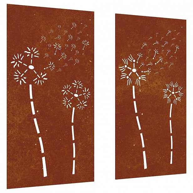 vidaXL Zahradní nástěnné dekorace 2 ks 105x55cm cortenová ocel Květina