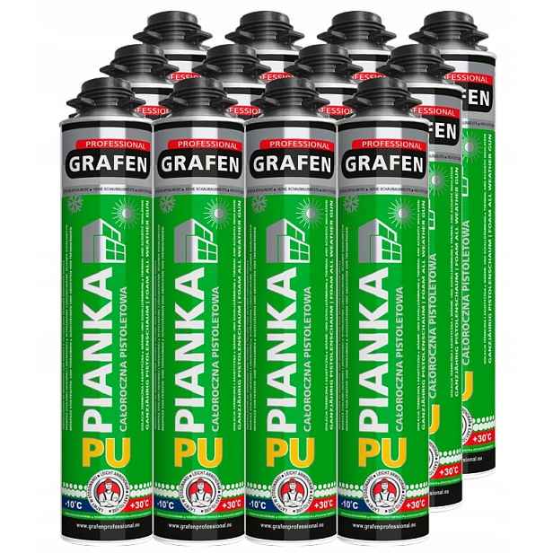 12 x Pistolová montážní pěna pro spáry Grafen