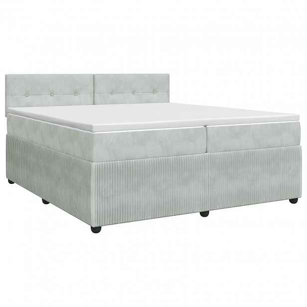 vidaXL Postel boxspring s matrací Světle šedá 200 x 200 cm Samet