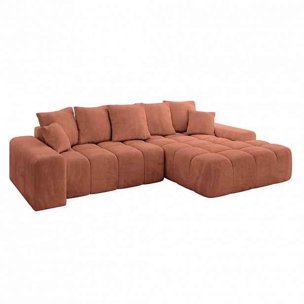 ALTDECOR ROHOVÁ SEDACÍ SOUPRAVA s otomanem vpravo ENSI-L - 267x164x69 cm korálová