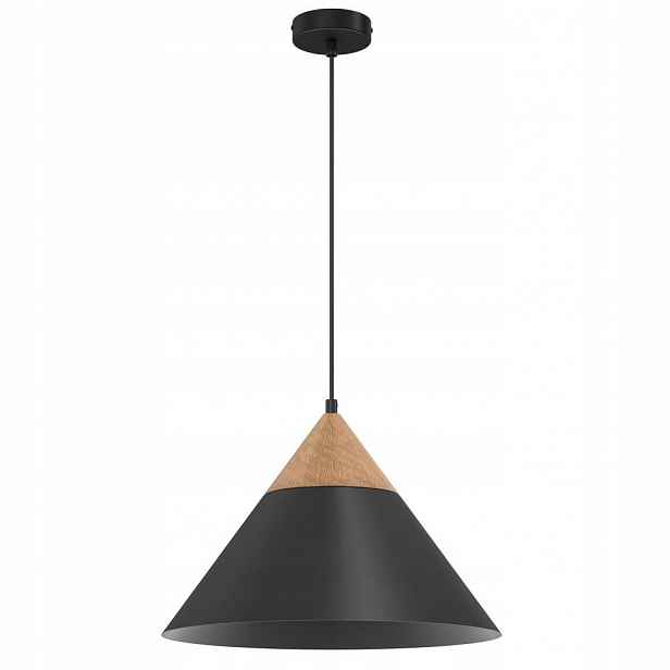 Černá závěsná lampa ve tvaru kužele Single 449 Luminex