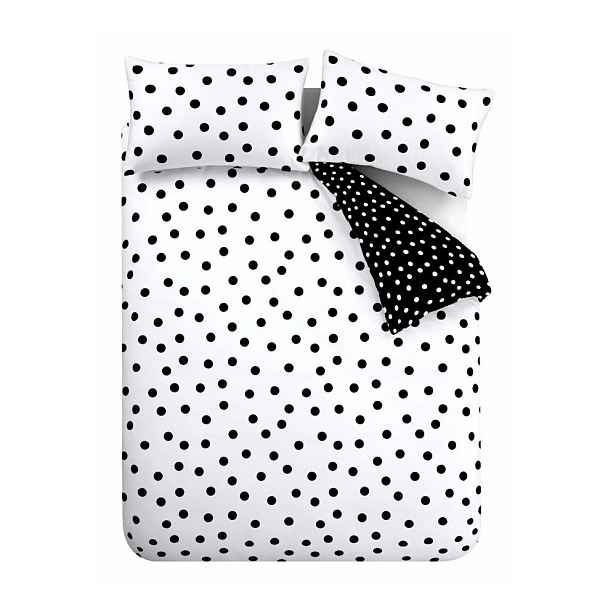 Černobílé 3dílné povlečení na dvoulůžko 200x200 cm Polka Dot – Catherine Lansfield