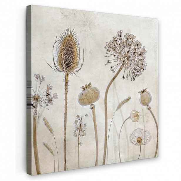 MuchoWow OBRAZ NA PLÁTNĚ Květiny - Akvarel - Zátiší - Hnědá - Vintage 20x20 cm