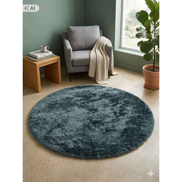 Koberec kulatý do obývacího pokoje 160 cm, vícebarevný, měkké štětiny, plyšový