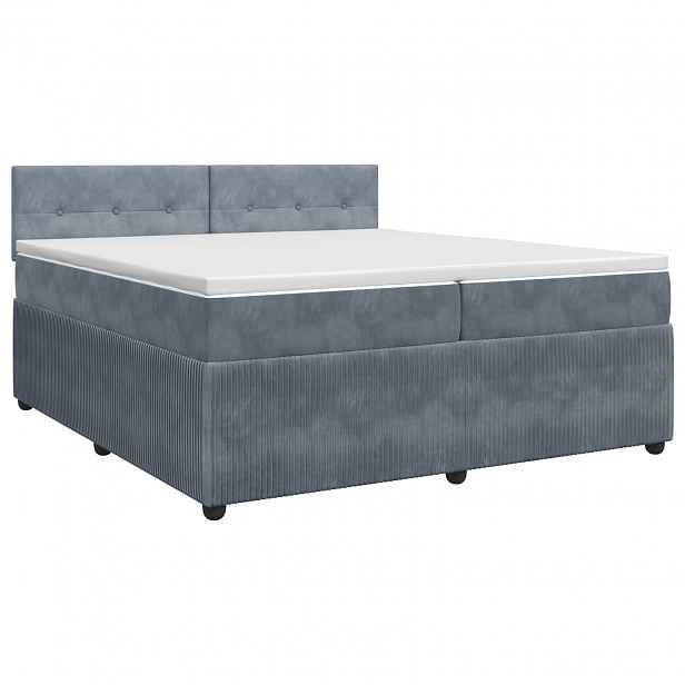 vidaXL Postel boxspring s matrací s čelo Tmavě šedá 200 x 200 cm Samet