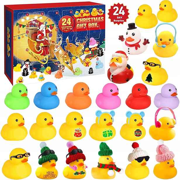 Adventní kalendář s gumovou kachnou 24 dní 24 různých kachniček na Vánoce