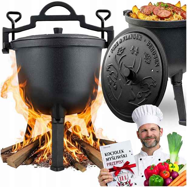 Litinový kotlík 11 l, lovecký hrnec, gril na oheň BD-482 348