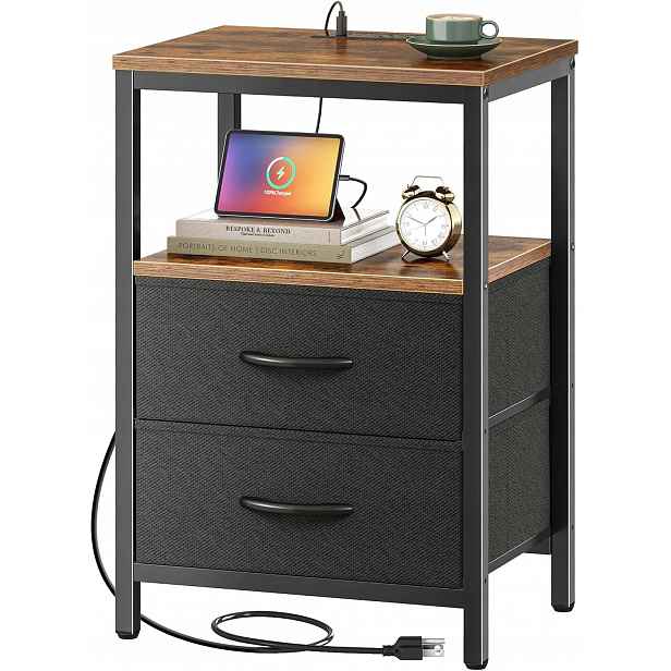 Noční stolek s Usb nabíjením Usb-c 2 zásuvky Loft