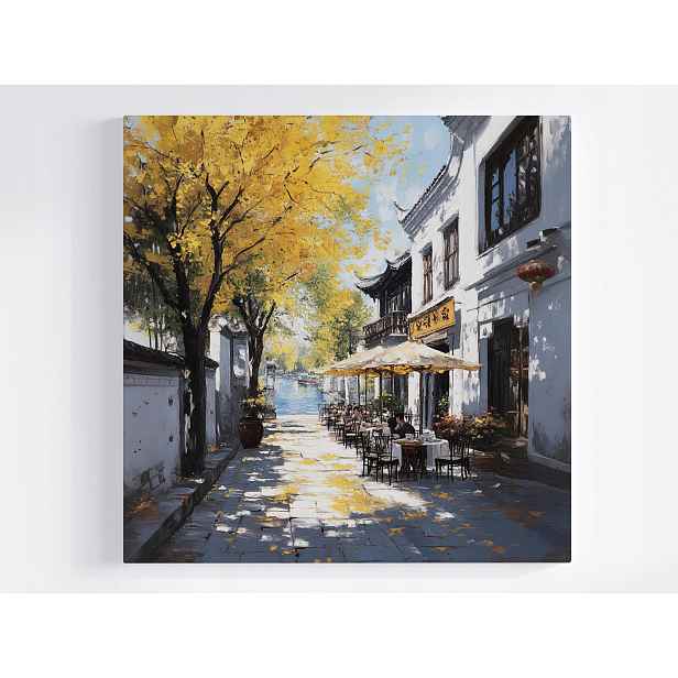 Obraz Na Plátně Canvas Město Čína Ulička Kavárna Ginkgo Voda 50x50
